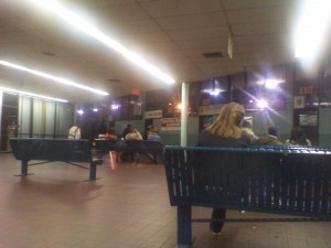 Back in the US. I am in the bus terminal in Albany. It is 5 in the morning.