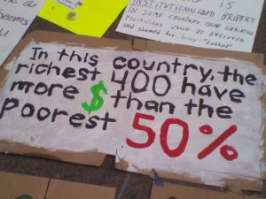 A picture from the occupied Liberty Square near Wall St, NY